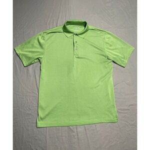 Champions Tour Mens Golf Polo Shirt Lime Green Striped Short Sleeve Size M